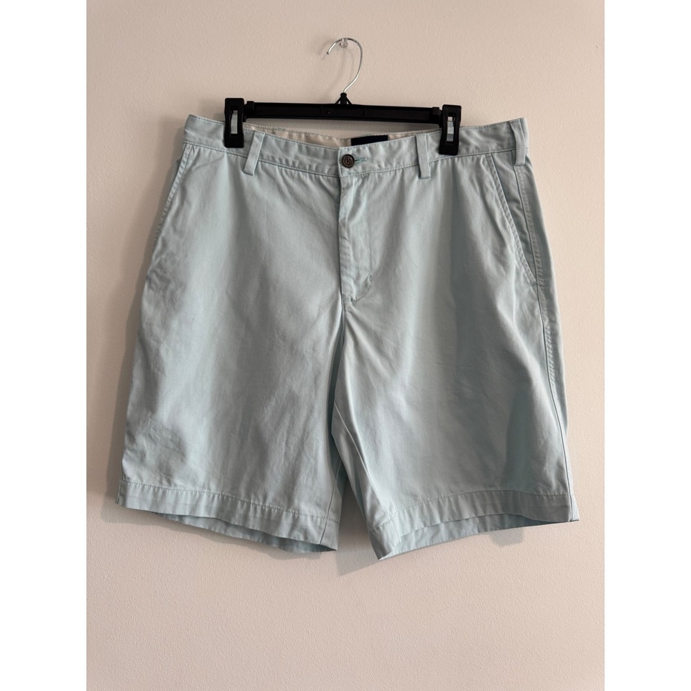 Reed Edward Summer Wash Chino‎ Shorts Mens 35 Light Blue Flat Front 9.5" Inseam